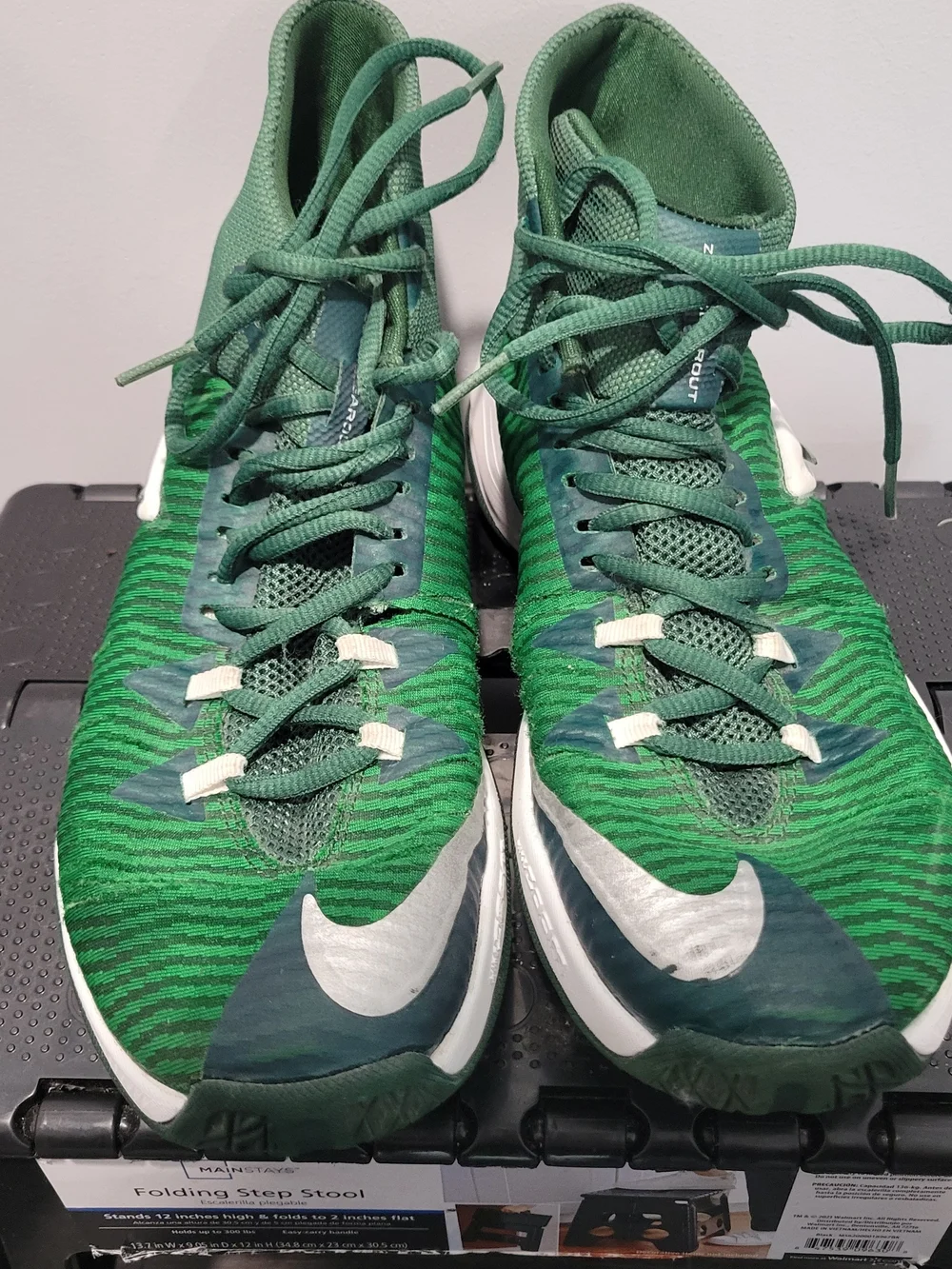 Nike Zoom Clear Out  Green Silver White High Top Men's Basketball Shoes Sz 7.5